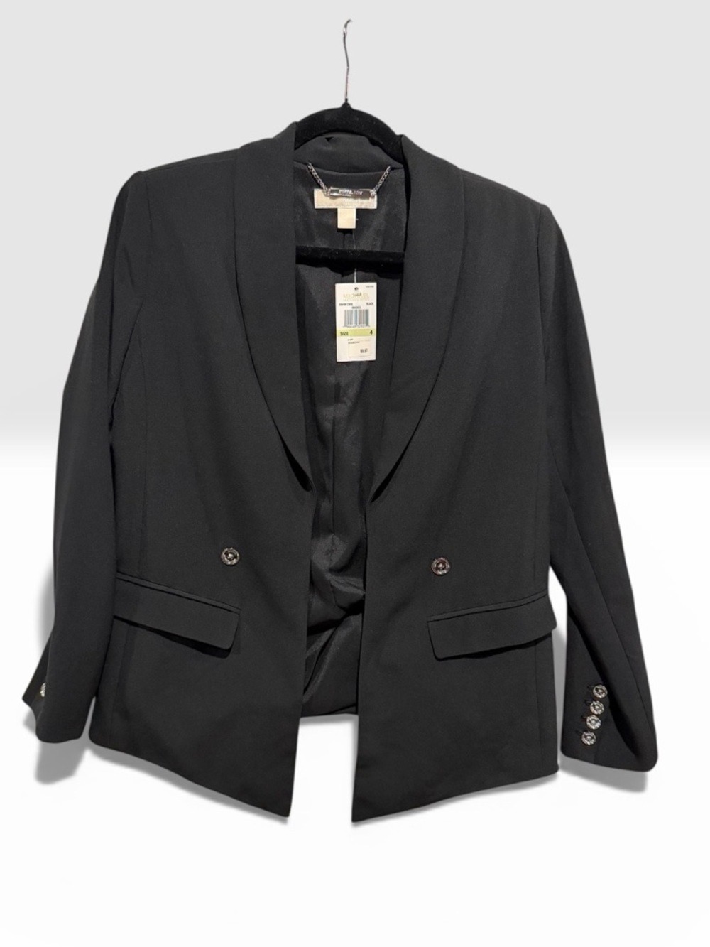 Michael Kors Black Shawl Collar Double Button Blazer Size 4 - Picture 1 of 12